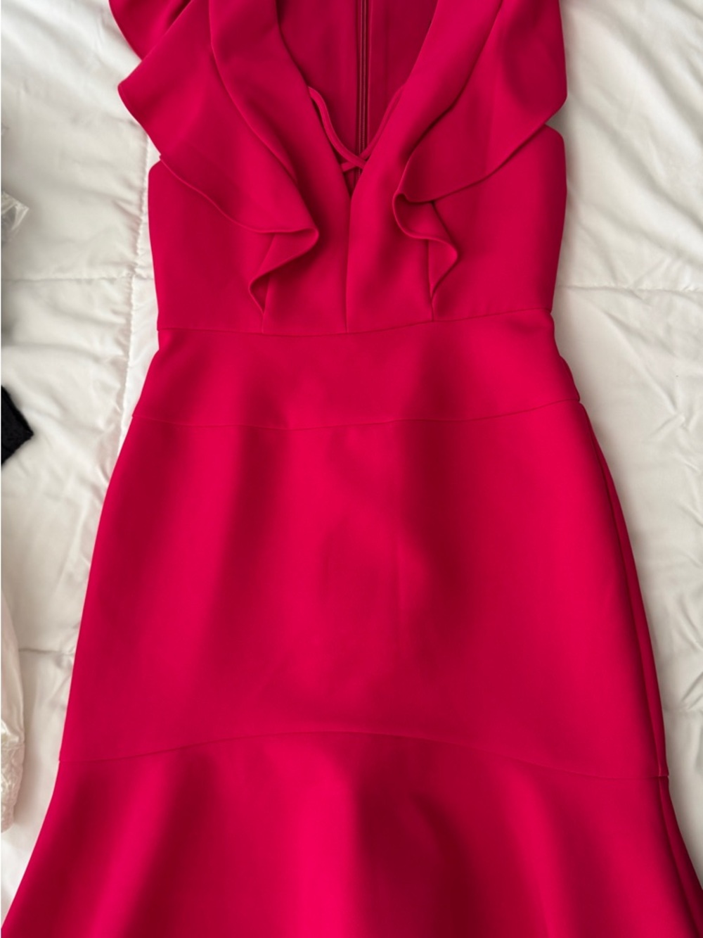 BCBGMaxAzria Hot Pink One-Shoulder Ruffle Dress